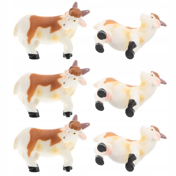 6 MINIATURE GOAT AND SHEEP FIGURINES FOR DECORATION AND PLAY
