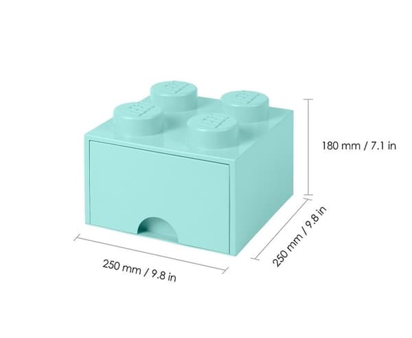 LEGO 4-compartment storage box with drawer, turquoise