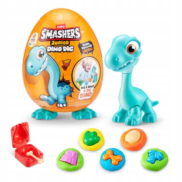 ZURU BIG EGG SMASHERS JUNIOR DINO DIG DINOSAUR 25 SURPRISES / 1KG