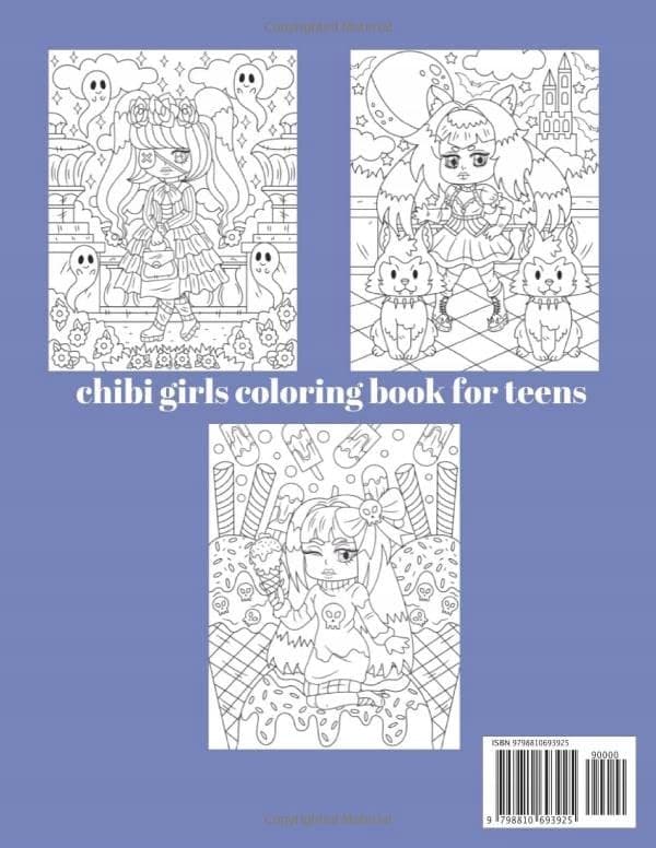 Gothic Chibi: Large-print Kawaii Goth – Cute and Creepy Colouring Book – Chi
