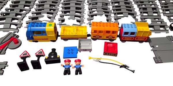 LEGO DUPLO MIXED BRICKS, TRAIN SET AND LARGE TRACK SET