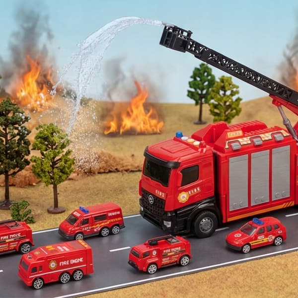 Fire engine set: Toy fire engines, 7-piece set
