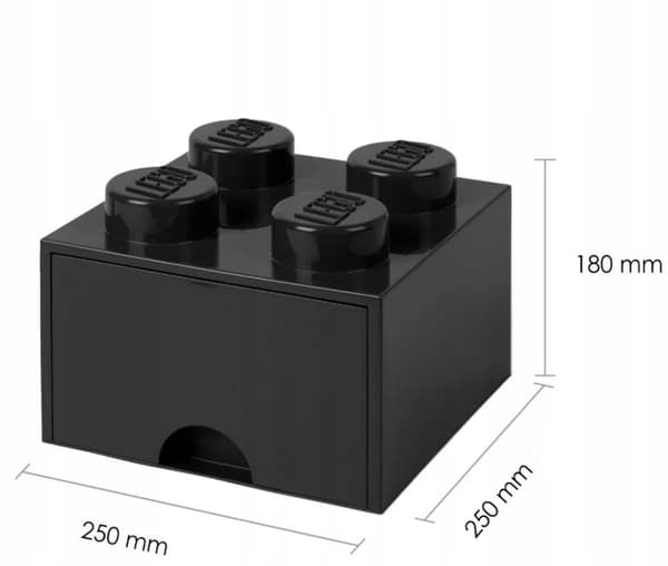 LEGO Container with Drawer – 4 Bricks, 2x2 Container, Large Black Box