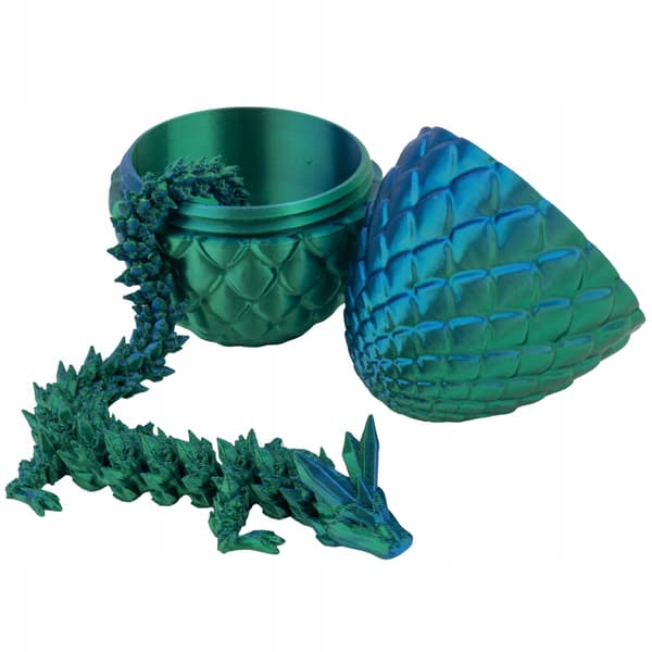 12.5 cm dragon’s egg with a 29 cm dragon – emerald/blue