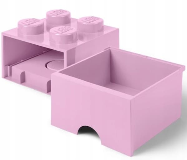 LEGO 4-DRAWER BRICK STORAGE BOX, 2x2 BRICK CONTAINER, LARGE LIGHT PINK BOX