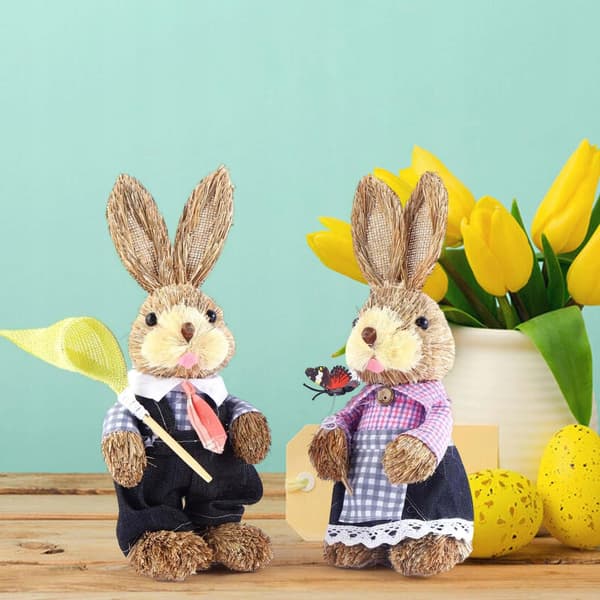 2x Easter Bunny Figurines – Easter Decoration – Creative Decorative Style C