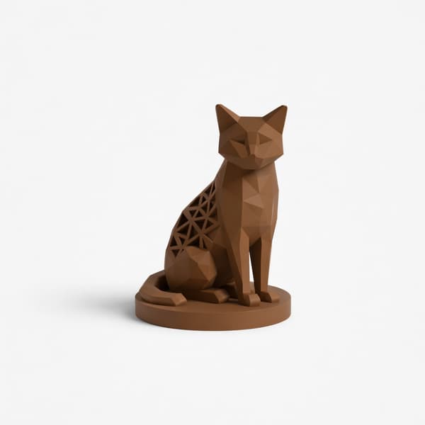 LOW-POLY CAT FIGURINE – GEOMETRIC DECORATION ON A BASE – MANY COLOURS