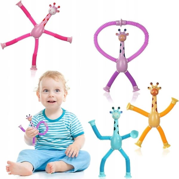 4x STRETCHY SENSORY FIDGET TUBES WITH SUCTION CUPS