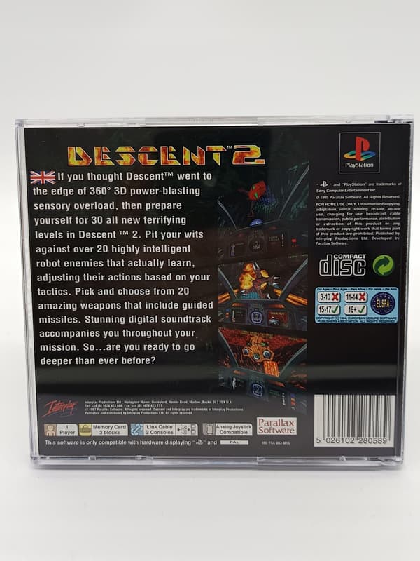 DESCENT 2 for PlayStation (PSX) – boxed version