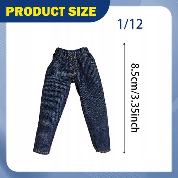 1/12 Action Figure Clothes, Trendy Jeans, Deep Blue