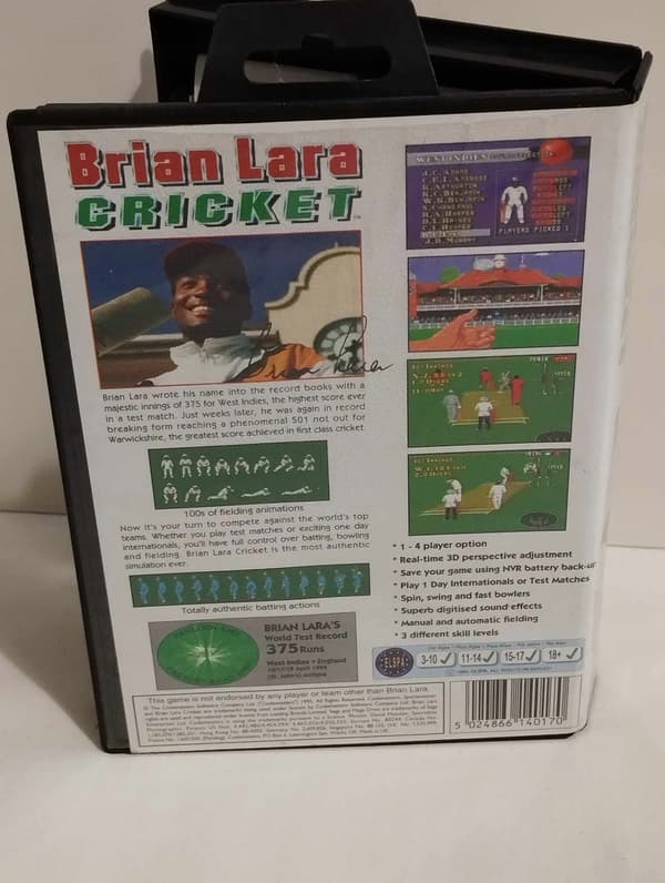 Brian Lara Cricket for Sega MegaDrive