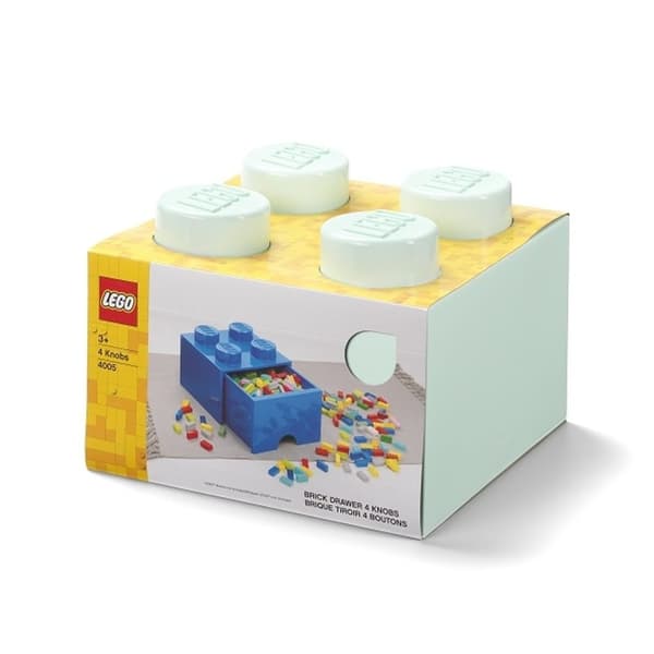 LEGO 4-compartment storage box with drawer, turquoise