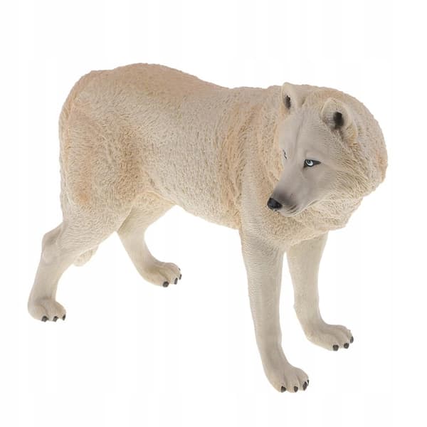 Realistic simulation: Wolf and Wild Boar animal figurines. Sturdy plastic model for children. Beige