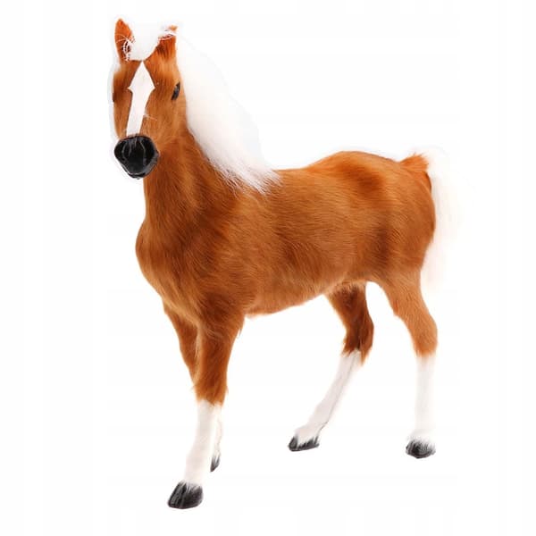Simulation of a White Plush Stuffed Horse (Pet)