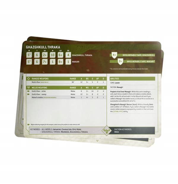 DATASHEET CARDS: ORKS (ENG) Ork cards for WARHAMMER 40,000