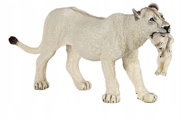 WHITE LIONESS WITH CUB [FIGURINE]