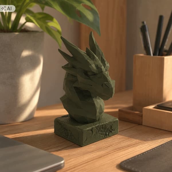 LOW-POLY DRAGON FIGURINE – DECORATIVE BUST ON A BASE – MANY COLOURS AVAILABLE