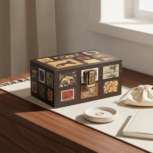 Retro Plaid wooden storage box a