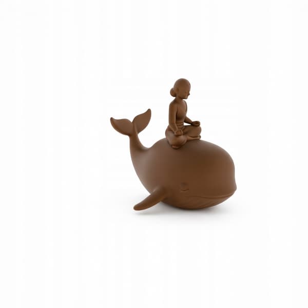 DECORATIVE WHALE FIGURINE WITH A MEDITATING FIGURE – MANY COLOURS