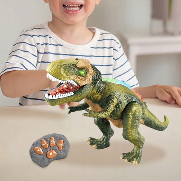 Dinosaur toy – Remote-controlled walking dinosaur toy with electronic green lights