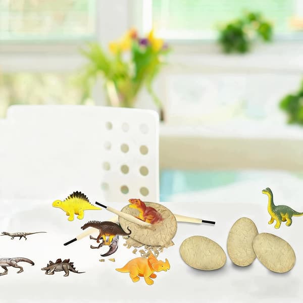 ARCHAEOLOGY SET: 12 DINOSAUR EGGS AND 12 EXCAVATION TOOLS FOR CHILDREN