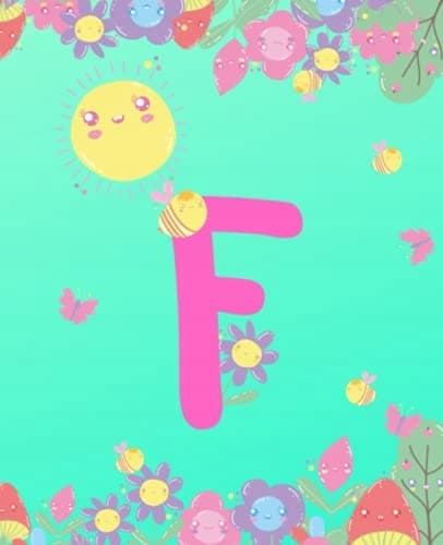 F: Adorable Monogram Initial ‘F’ Composition Notebook for Girls: (7.5 x 9