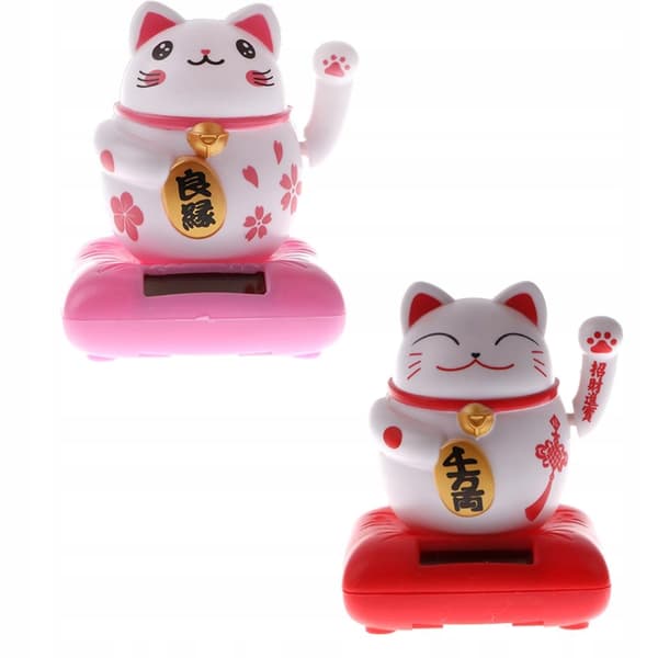 Solar-powered cat figure waving its paws Animal figurine model Dancing gift #A