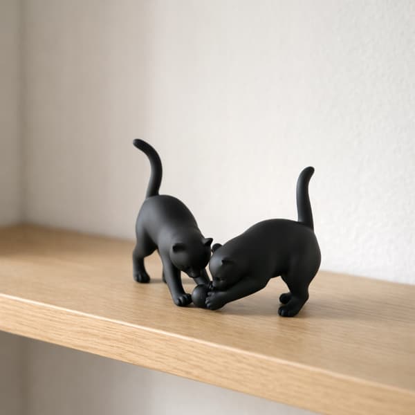 DECORATIVE FIGURINE: TWO CATS PLAYING – FOR YOUR DESK – MANY COLOURS