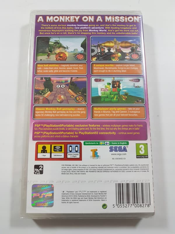SUPER MONKEY BALL ADVENTURE / PSP / NEW /