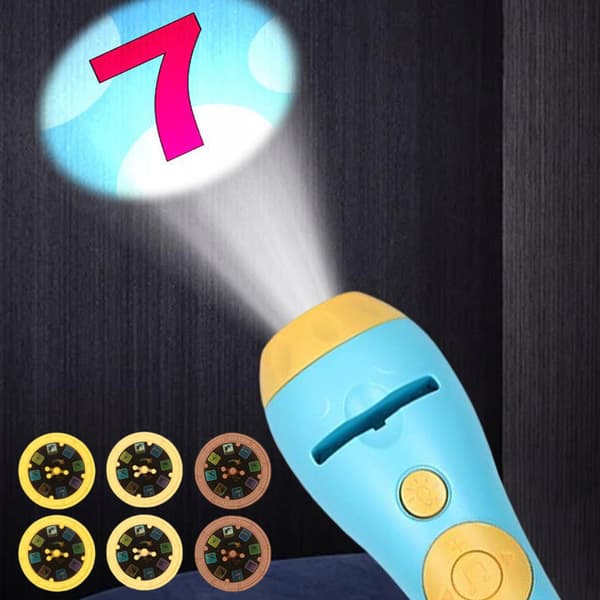Pochodnia Slide Projector – Educational Toy – Ceiling/Wall-Mounted – Blue Night Light – 6 Slides