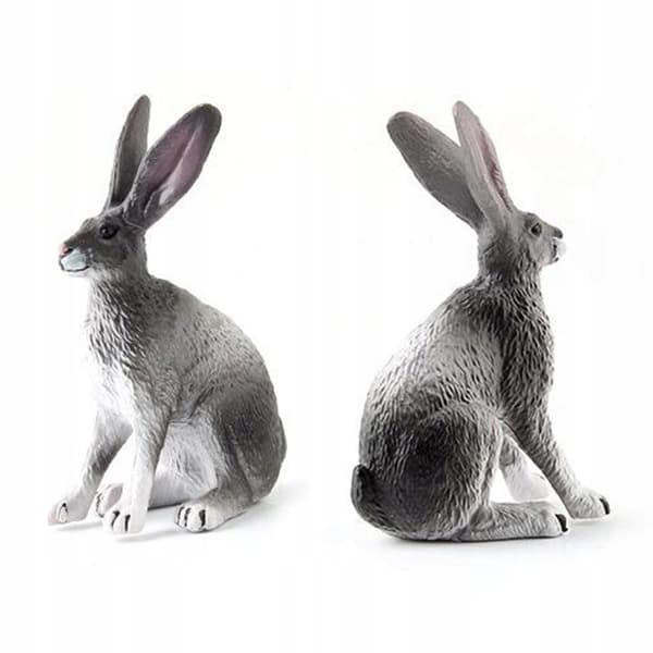 Realistic Forest Animals: Pet Rabbit Action Figures – Grey Crouching Rabbit