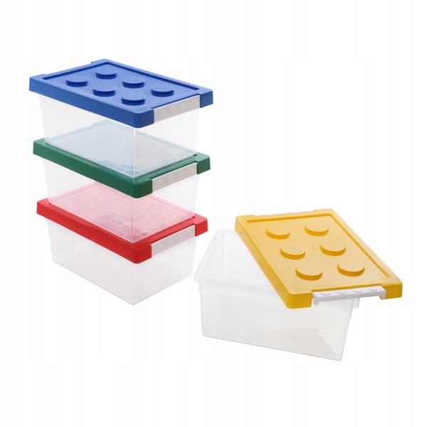 4 × 9L CHILDREN’S BLOCK STORAGE CONTAINERS × 4 × STACKABLE TOY ORGANISER