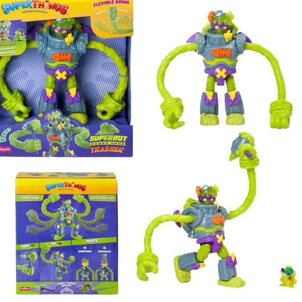 SUPERTHINGS TRASHER SUPERBOT POWER ARMS FIGURINE VILLAINS ACCESSORIES SET