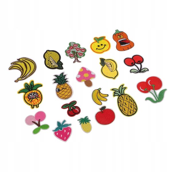 18 Fruit Embroidered Flower Appliqué Iron-On Patch for Clothing Peony