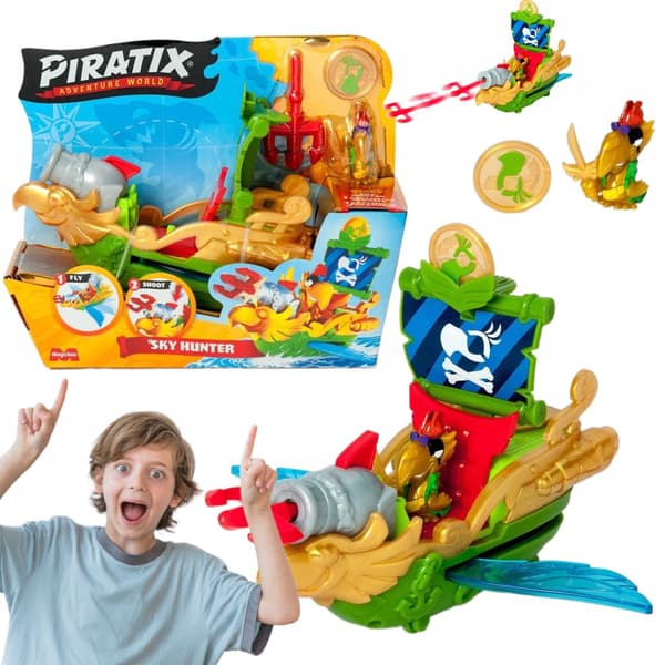 PIRATIX SKY HUNTER Set – Golden TREASURE Series – Ship with MAGICBOX FIGURE