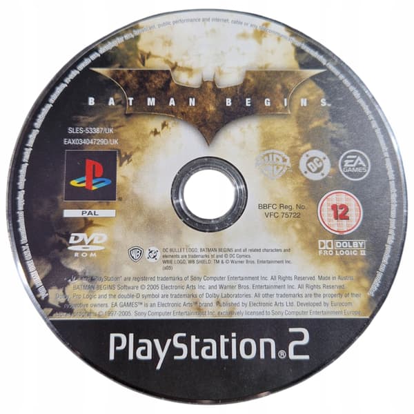 PS2 game BATMAN BEGINS – DISC ONLY
