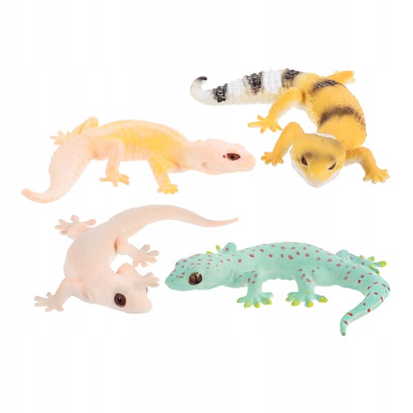 4 REALISTIC PLASTIC GECKO FIGURINES FOR LEARNING AND PLAY