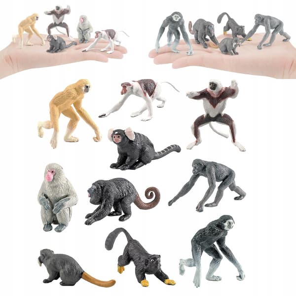 10 Plastic Mini Orangutan Monkey Figurines – ‘Tiny Jungle’ Party Favours