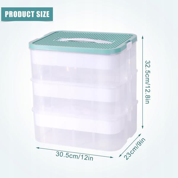 3-LAYER BLOCK ORGANISER, TOY STORAGE CONTAINER, OLIVE-COLOURED SORTING TRAY