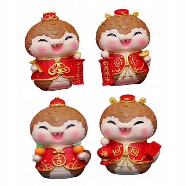 4 Chinese New Year mini snake figurines – a sturdy, creative snake statue