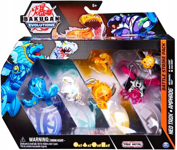 BAKUGAN EVOLUTIONS BATTLE STRIKE PACK OF 6 FIGURES: Neo Trox, Amphrog, Nano Echo