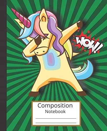 Composition Notebook: Cute Dabbing Unicorn – Wide-ruled Paper with Comic Ba