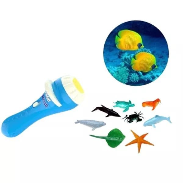 Projector torch with animal figurines – sea creatures