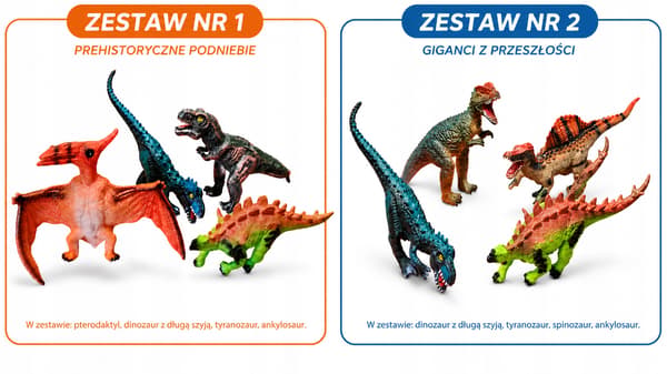 SET OF 4 RUBBER DINOSAURS, 25–30 CM, SOFT DINO FIGURES E1186 EMAJ