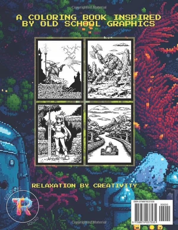 Coloring Squad, TR Retro Video Games Colouring Book: 8-bit and 16-bit Pixel