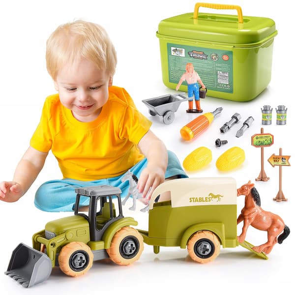 ATOPDREAM Animal Farm Model Set, Unassembled Tractor, 12 pcs
