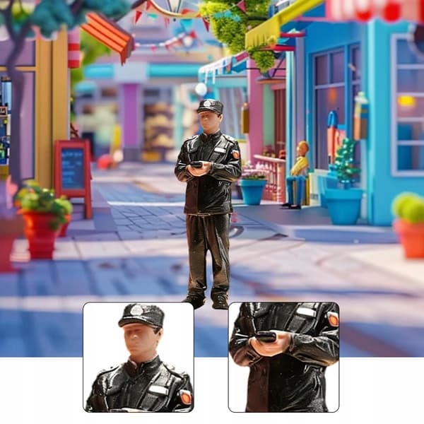 1/64 Scale Security Guard Figure – Mini People for a DIY Doll’s House Project