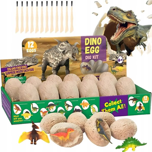 DINOSAUR DIGGING SET FOR CHILDREN – 12 EGGS: CREATIVE PLAY AND LEARNING