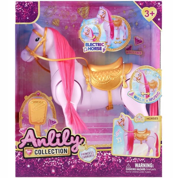 Interactive pink rocking horse with sound effects