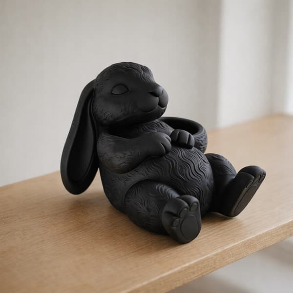 DECORATIVE FIGURINE: LONG-EARED RABBIT, SITTING, VARIOUS COLOURS